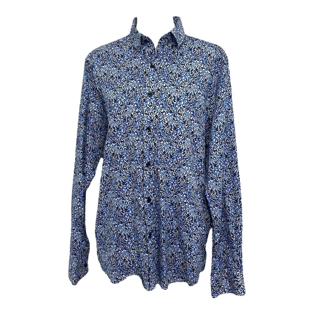 Robert Graham Galatea Button Down Shirt Mens XL Blue Pattern Modern Americana